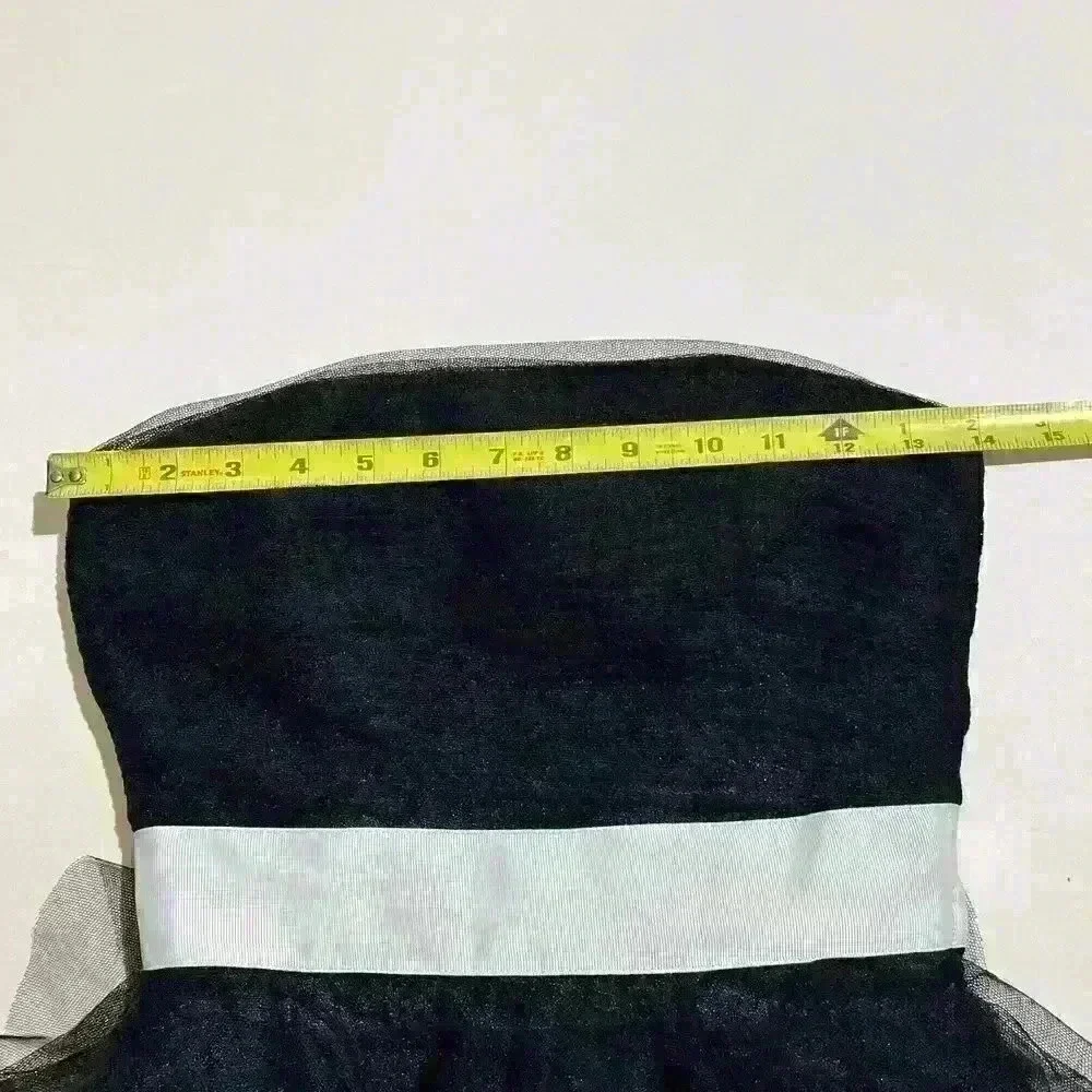 Vintage Betsey Johnson Black Strapless Corset Dress Tulle Ruffle Mesh Bow Size 0 - Picture 8 of 15